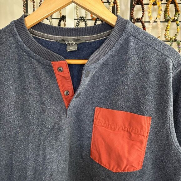 Eddie Bauer Blue Fleece pullover 1/4 button snap Jacket men’s medium - Picture 6 of 7